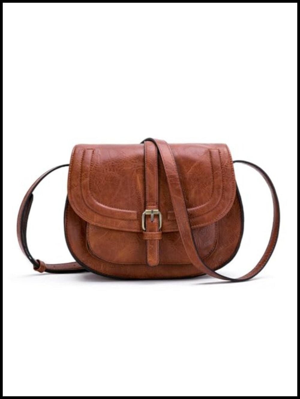 Small Saddle Crossbody Bag Vegan Leather Boho Purse